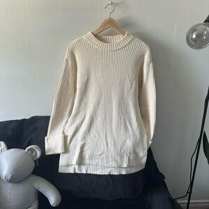 Cream oversized knit crewneck sweater